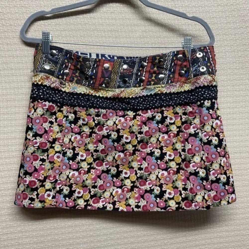 NWT Coco+Carmen Floral Festival Grunge Wrap Reversible Mini Skirt Women One Size